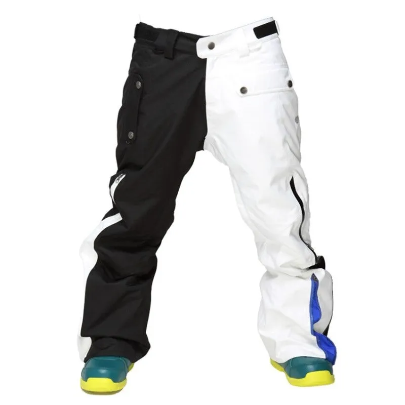 Black And White Hooded Jacket With Pants Snowboarding Sets