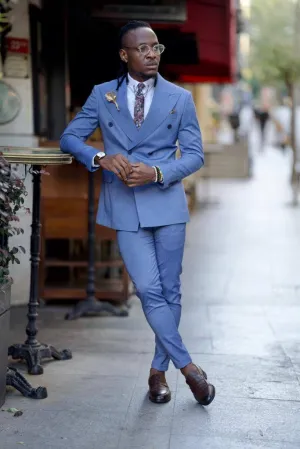 Blue Double Breasted Suit