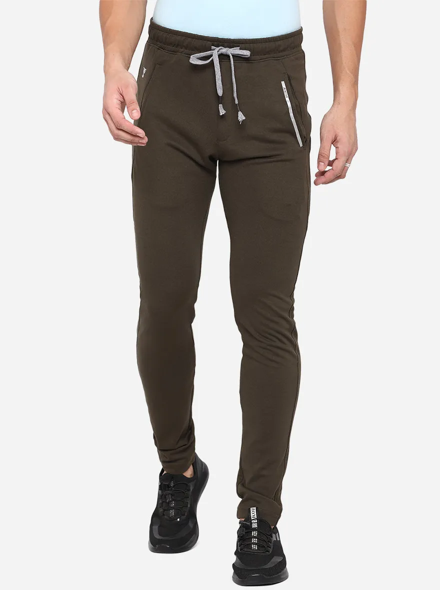 Brown Solid Regular Fit Track Pants | JadeBlue