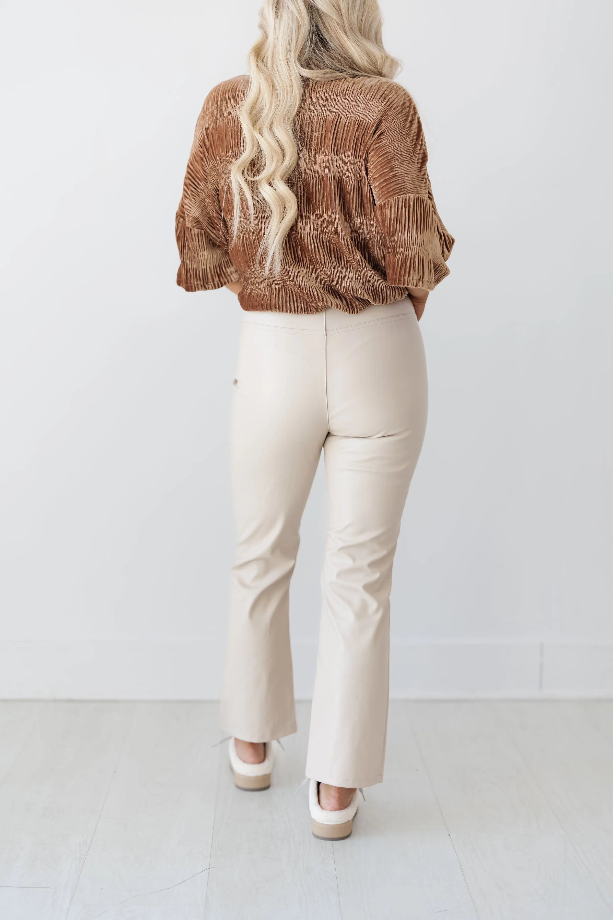 Business Chic Flare Cropped Pants - Oatmeal