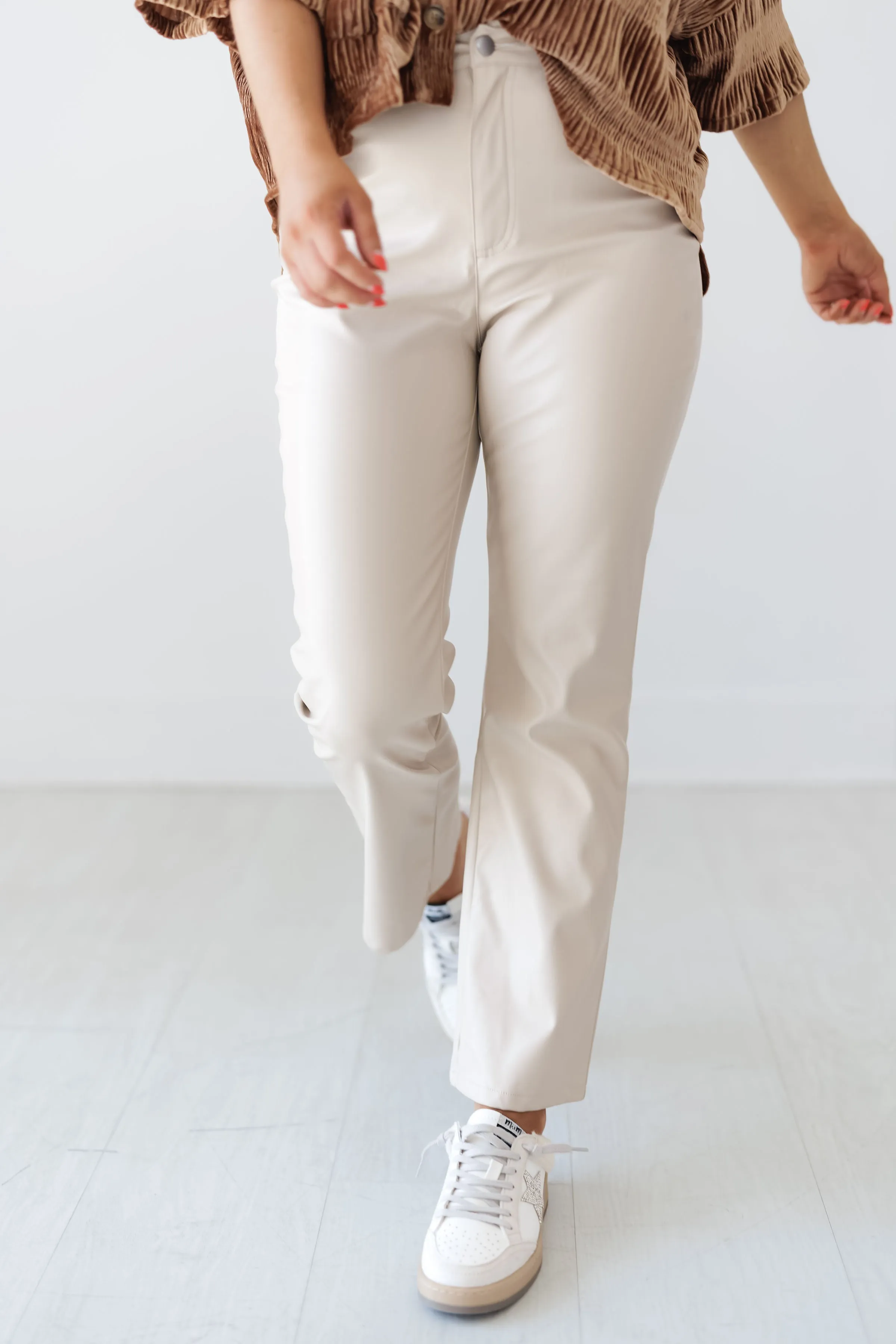 Business Chic Flare Cropped Pants - Oatmeal