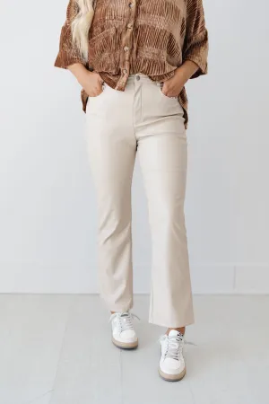 Business Chic Flare Cropped Pants - Oatmeal