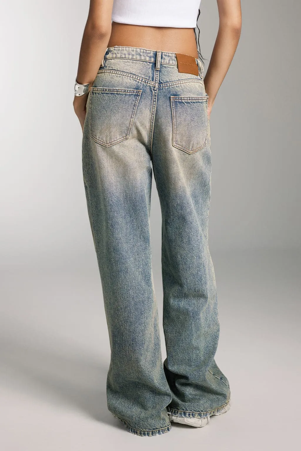 Butterfly Shape Waist Wide Leg Jeans