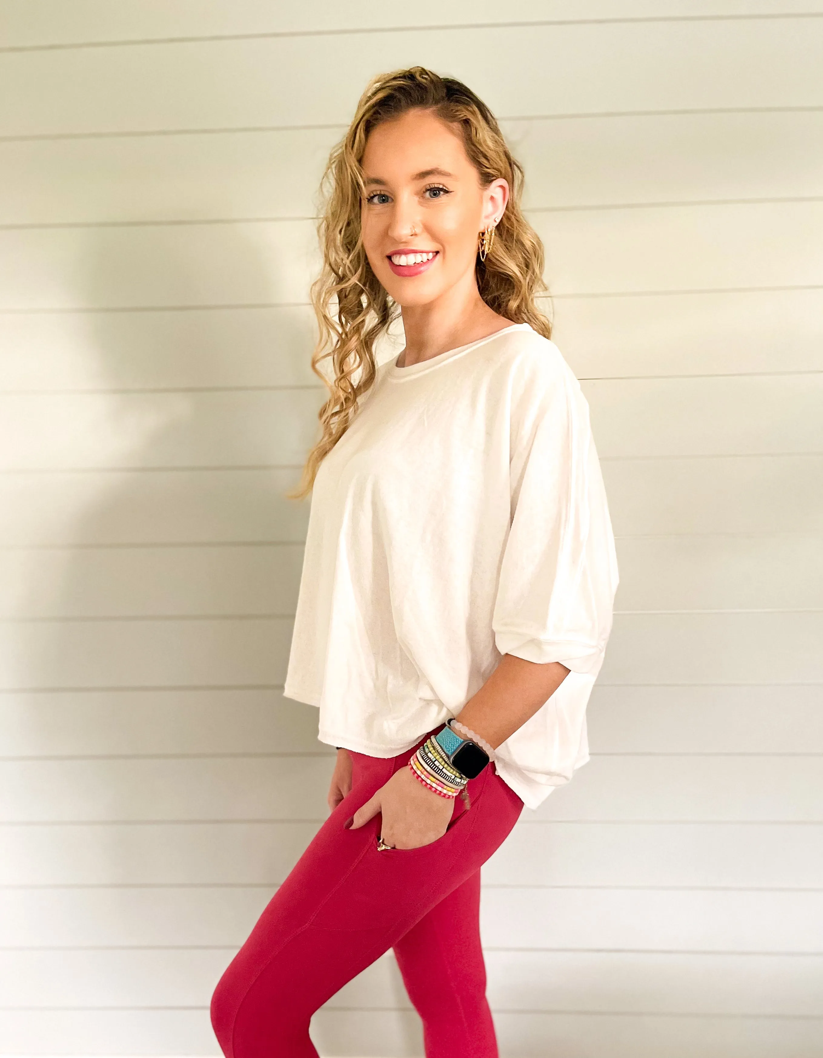 Buttery Soft Leggings with Pockets in Coral