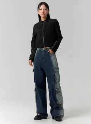 Cargo Gradation Wide Leg Jeans CS320