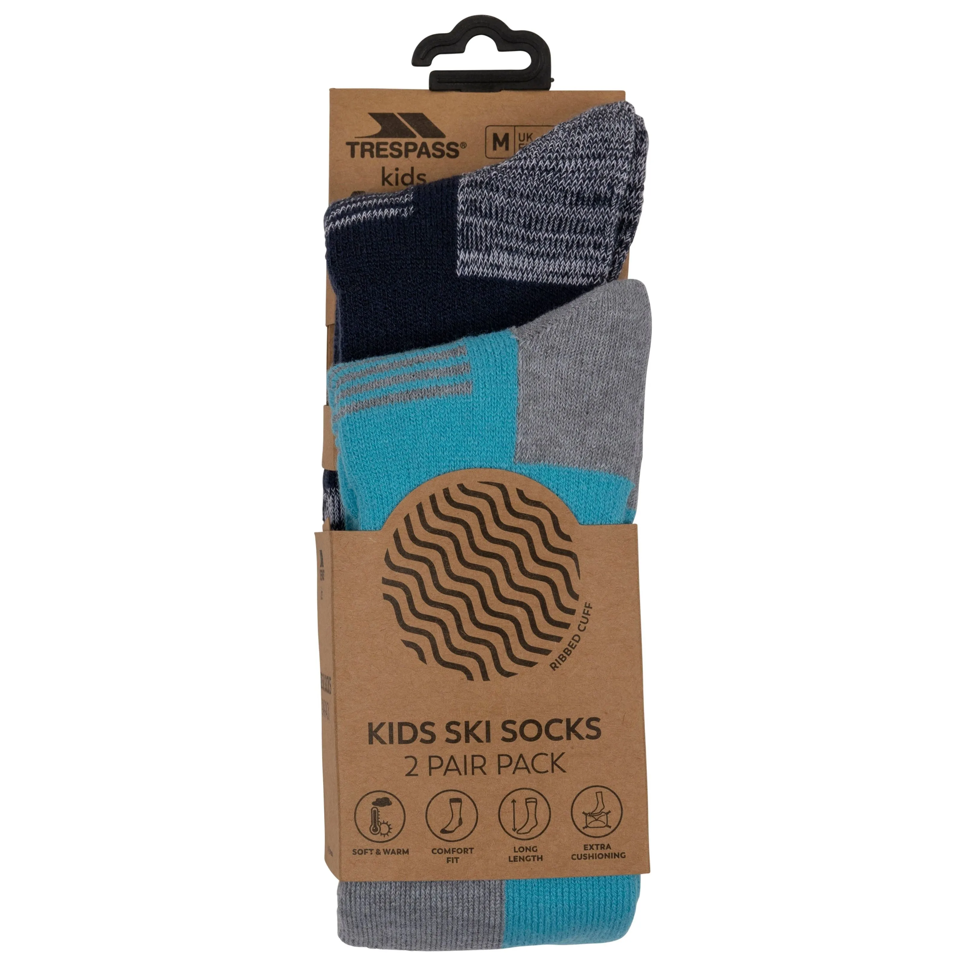 Convex Kids Unisex Ski Socks (2 Pair Pack) in Navy / Cyber Blue