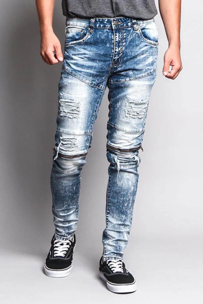 Destroyed Skinny Jean with Zippered Knee