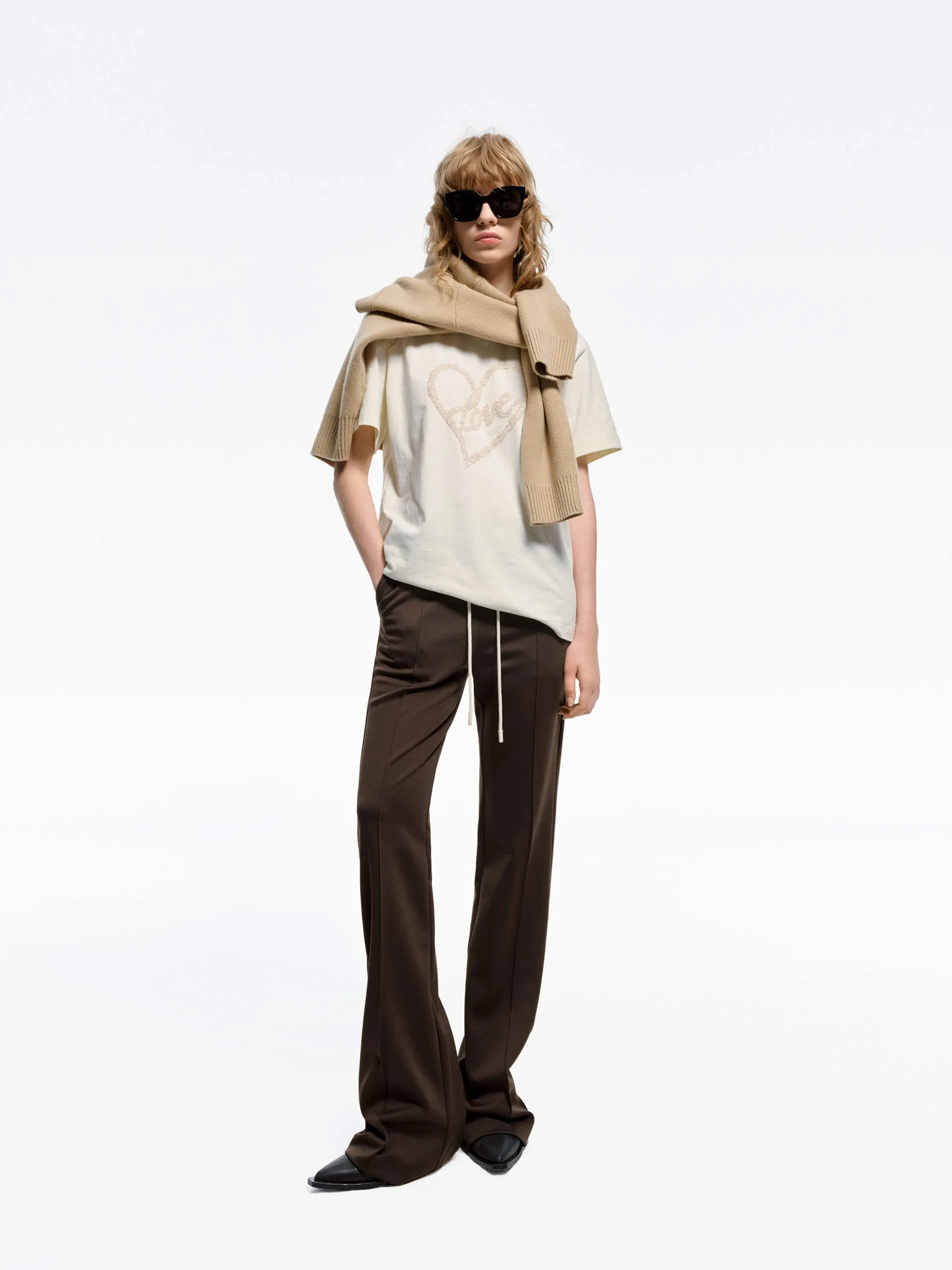 Drawstring Waist Draped Pants