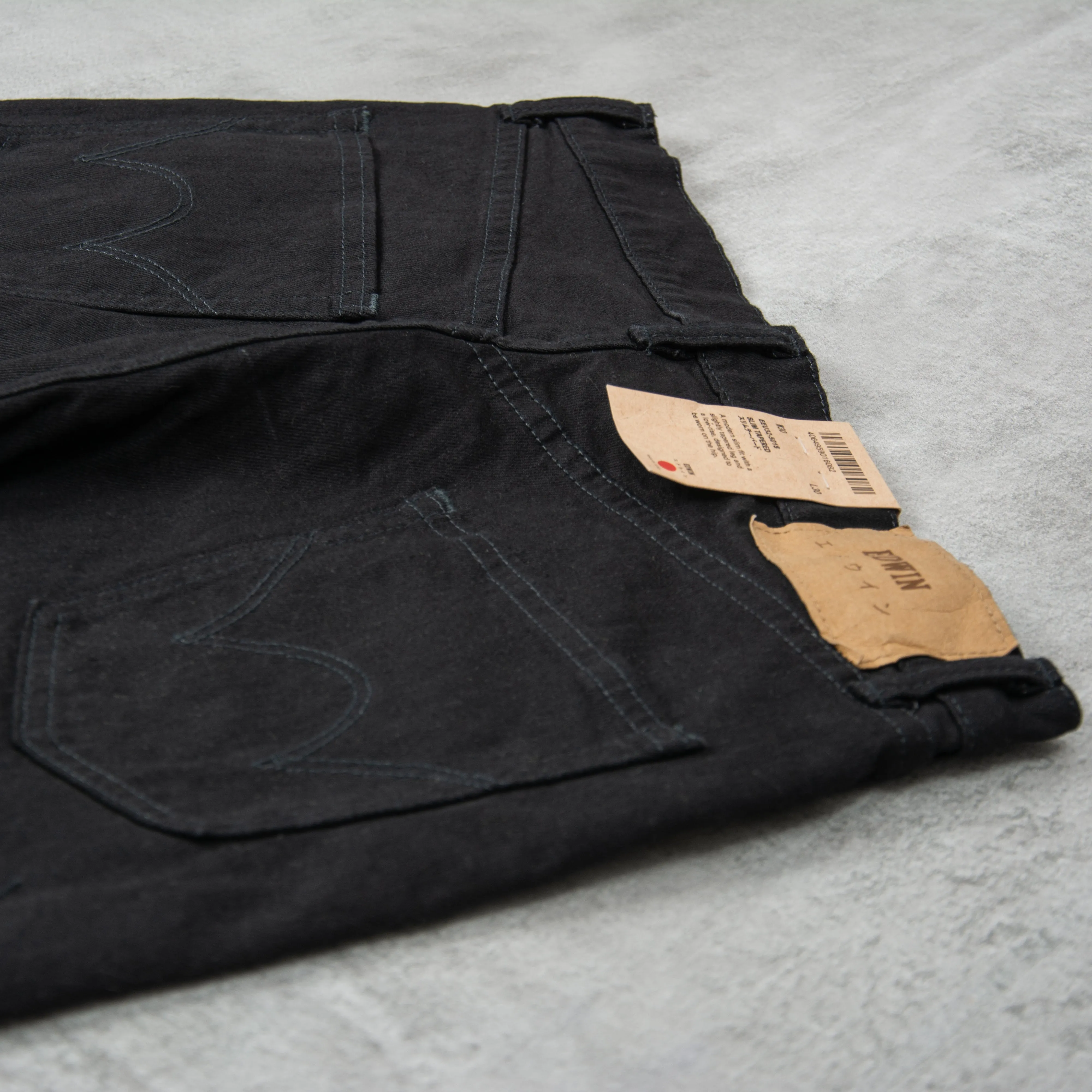 Edwin Slim Tapered Jeans Kaihara Stretch - Black x Black Rinsed