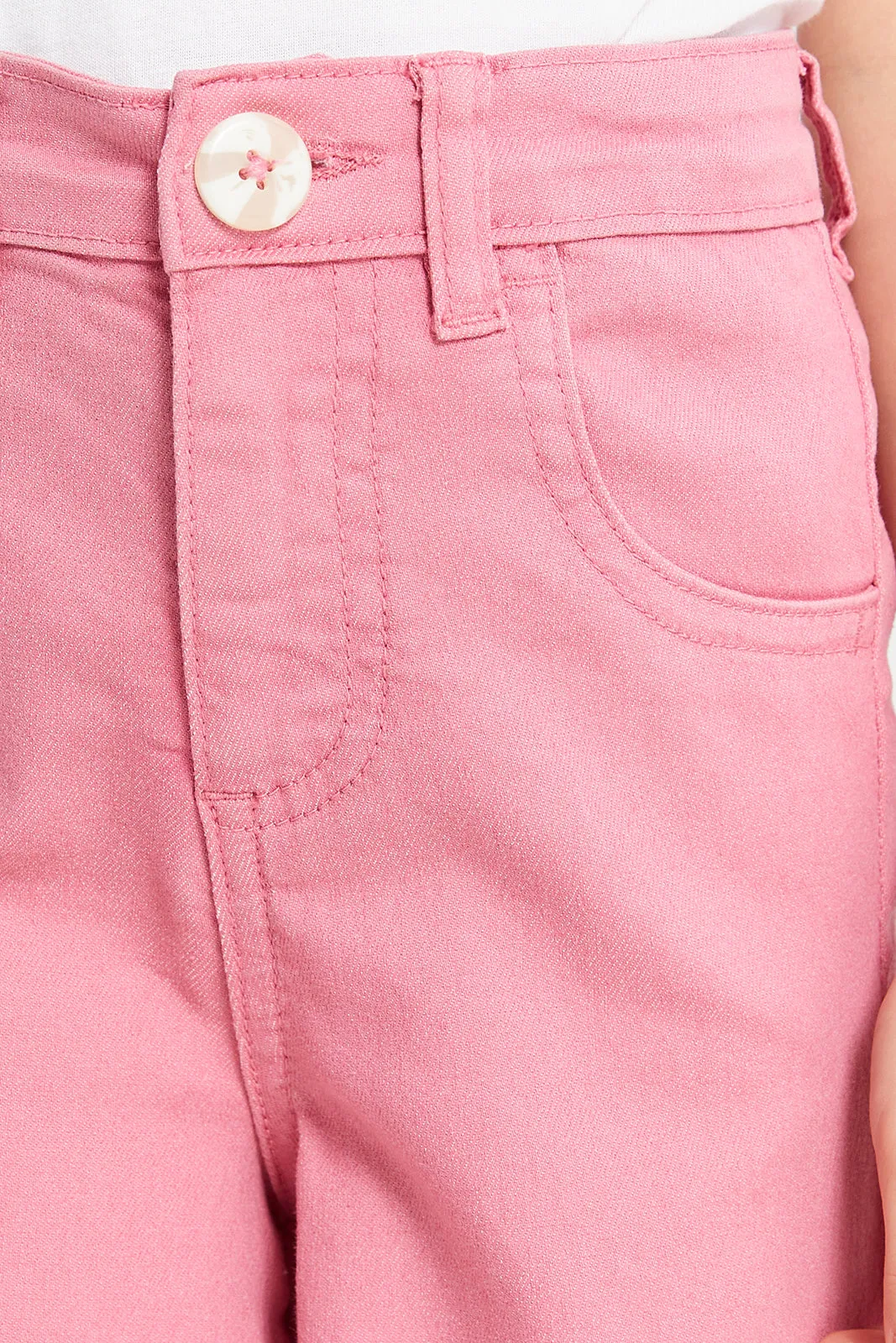 Girls Pink Wide Leg Denim Jeans