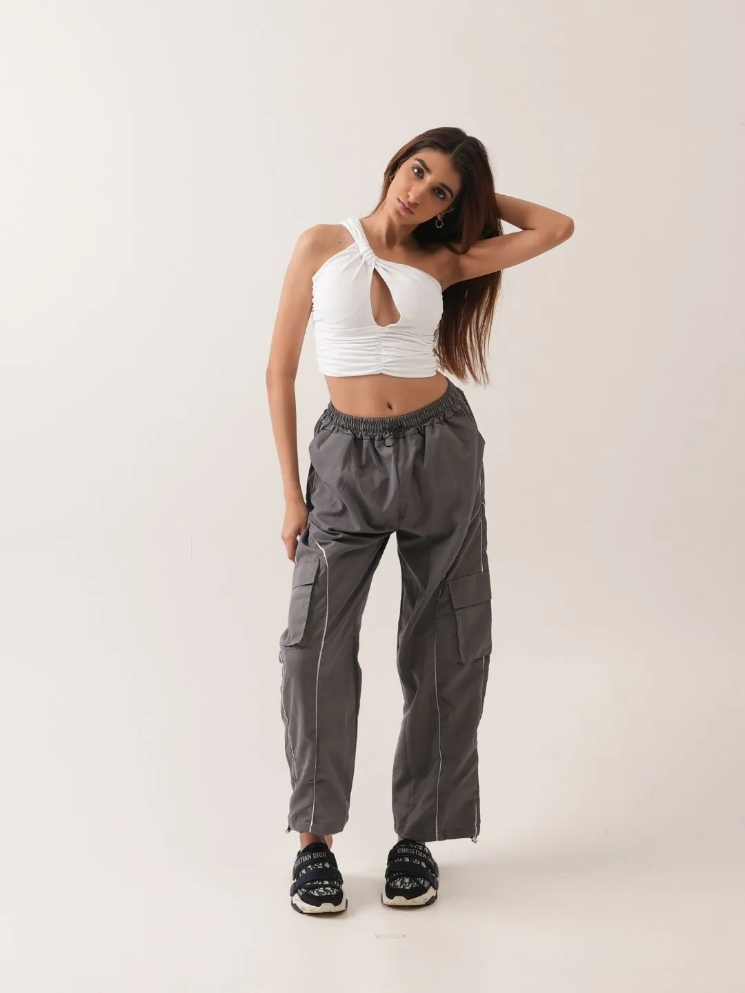 Grounded Track pants in Stone Grey