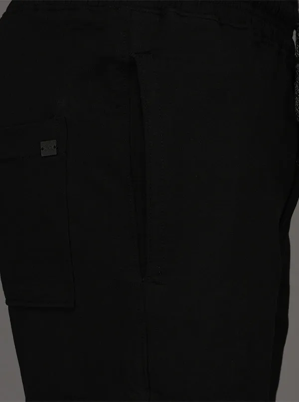 JadeBlue Black Self Textured Regular Fit Track Pants