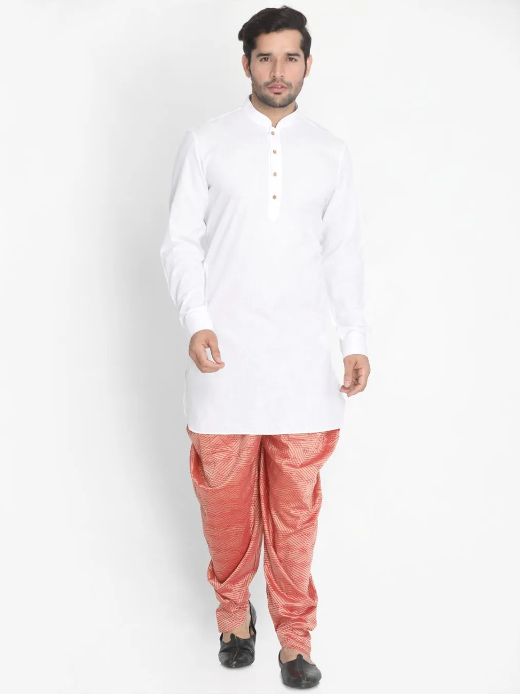 Jashvi Men's Pink Cotton Blend Dhoti