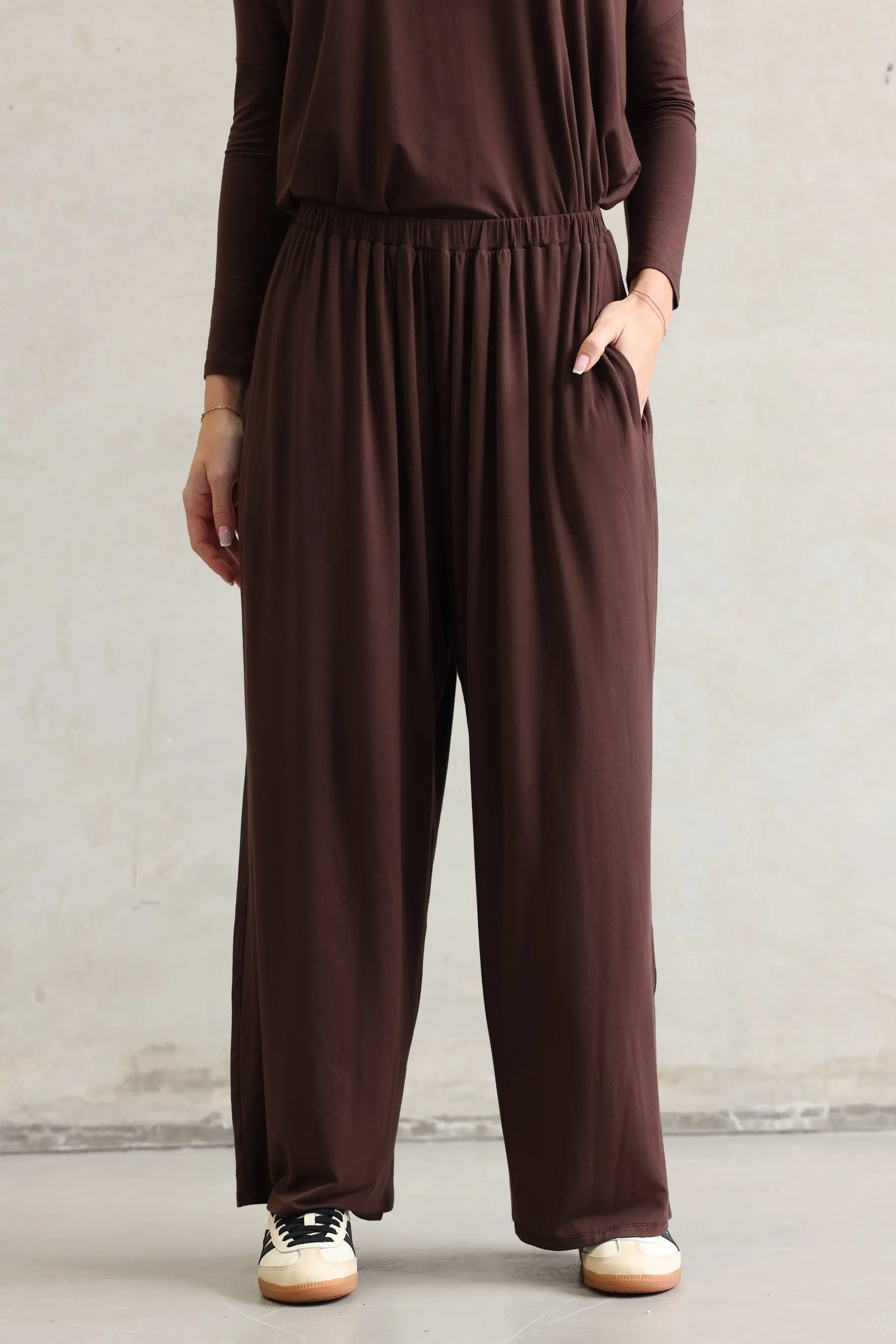 Jersey Palazzo Pants Choc