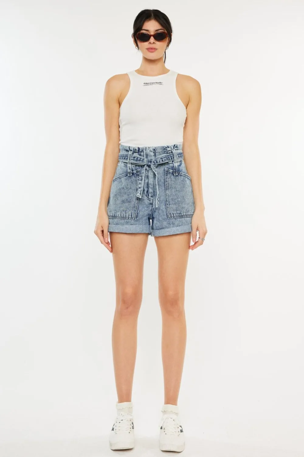 Kancan Ultra High Rise Paperbag Denim Shorts