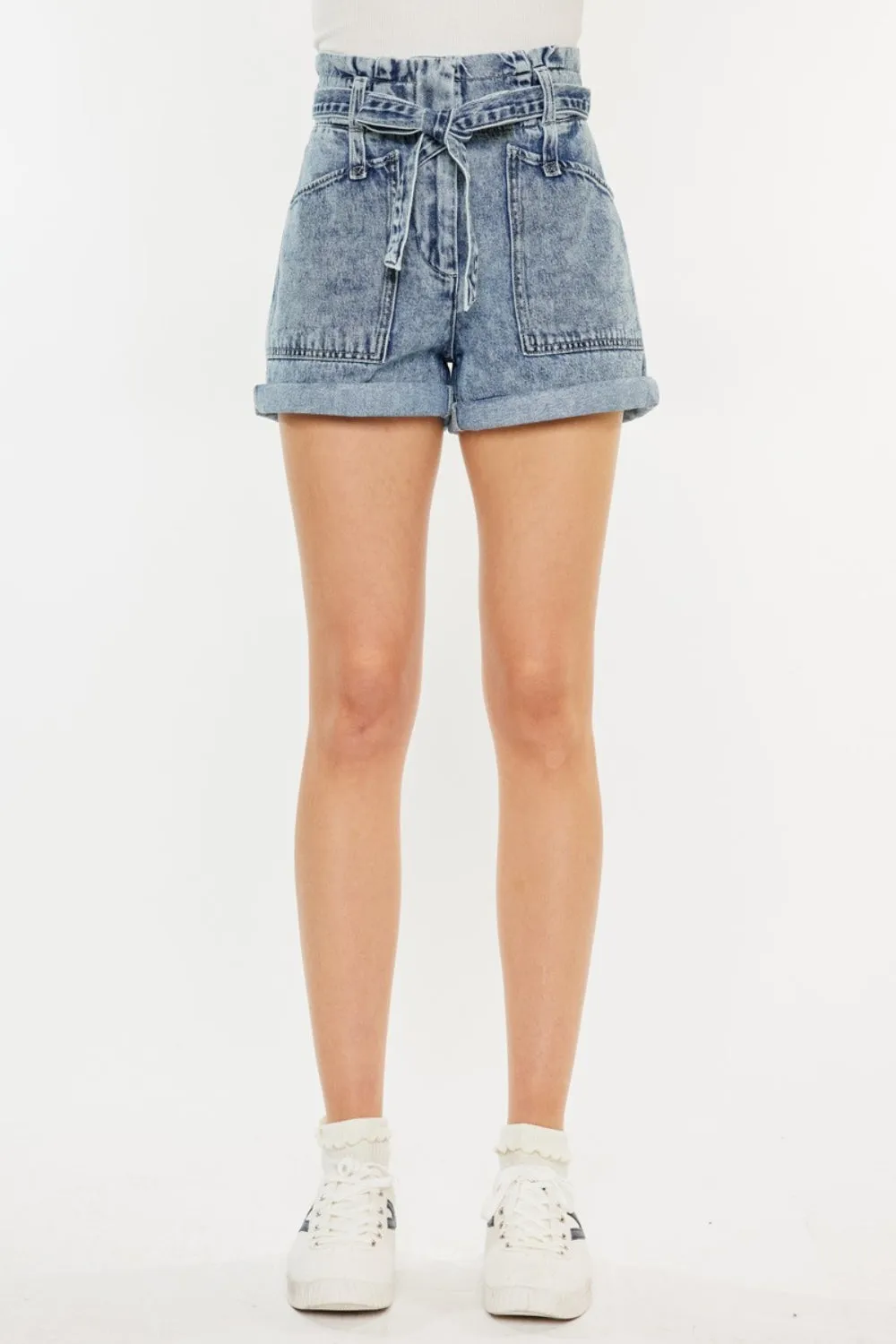 Kancan Ultra High Rise Paperbag Denim Shorts