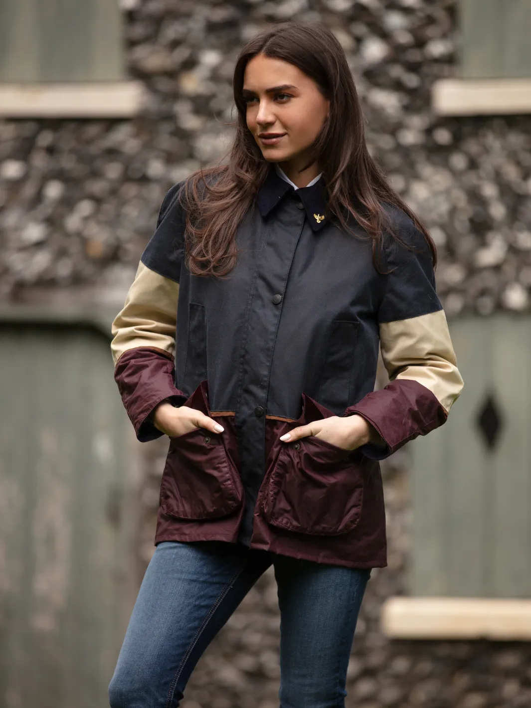 Ladies Landowner Tri-Colour Wax Walking Jacket - Coastal