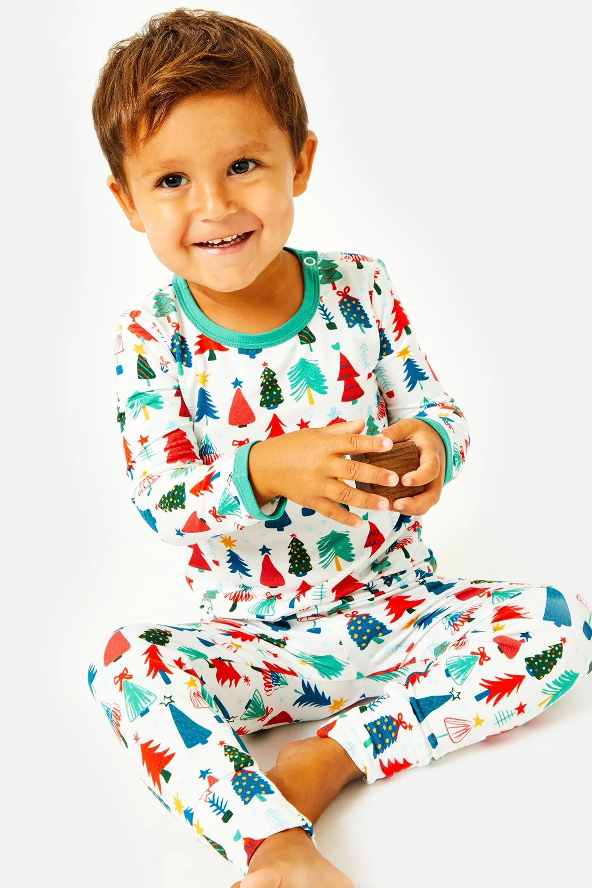 Long Sleeve Pajama Set - Christmas Trees