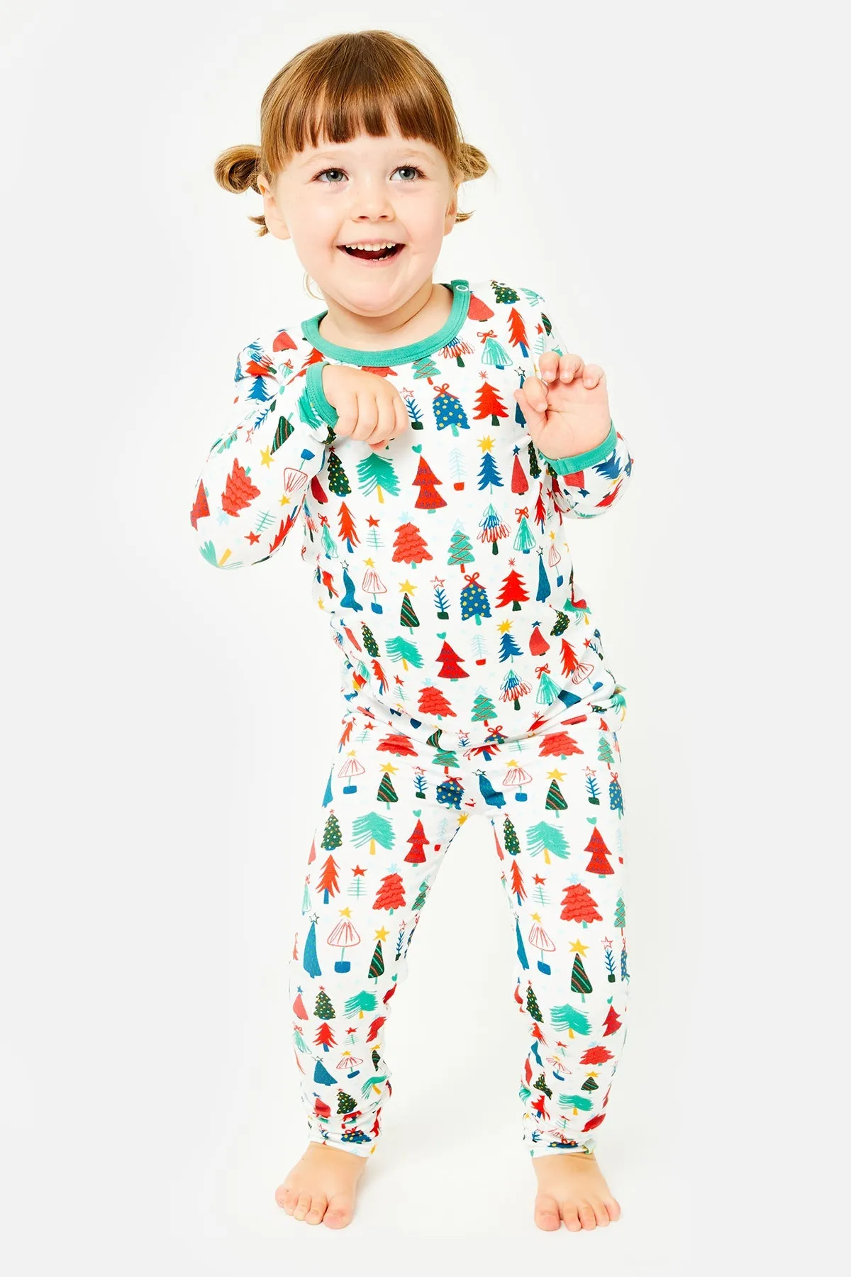 Long Sleeve Pajama Set - Christmas Trees