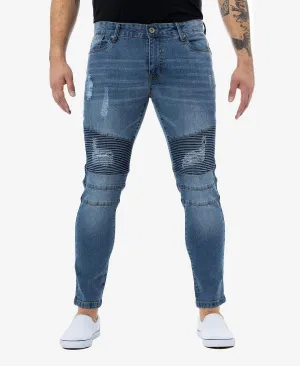 Men's rawx slim fit moto jeans with X-Ray stretch details, multi