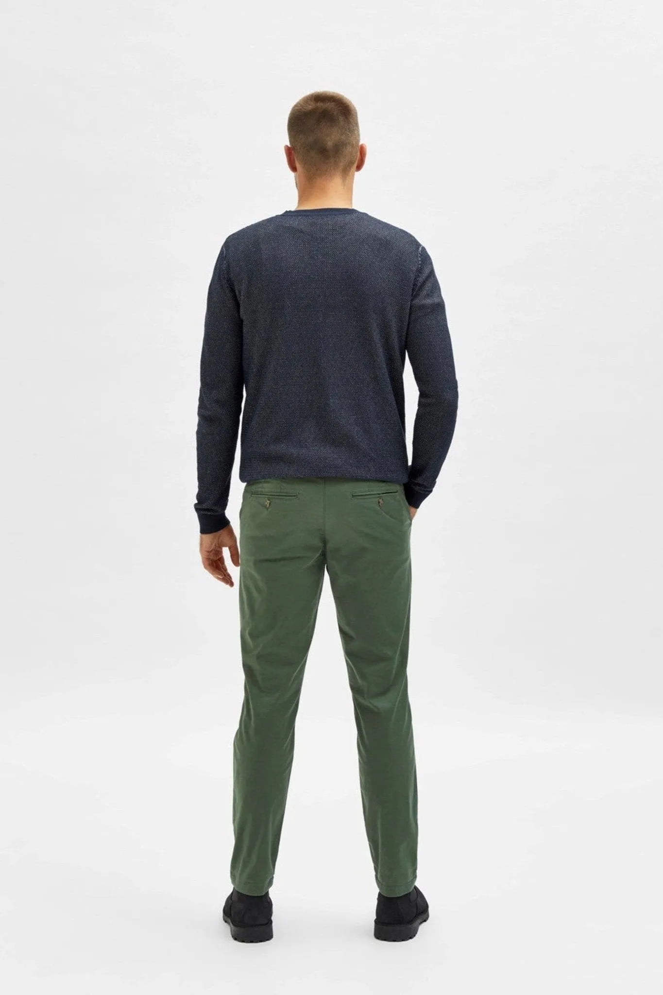 Miles Flex Chino Trousers - Bronze Green (organic cotton)