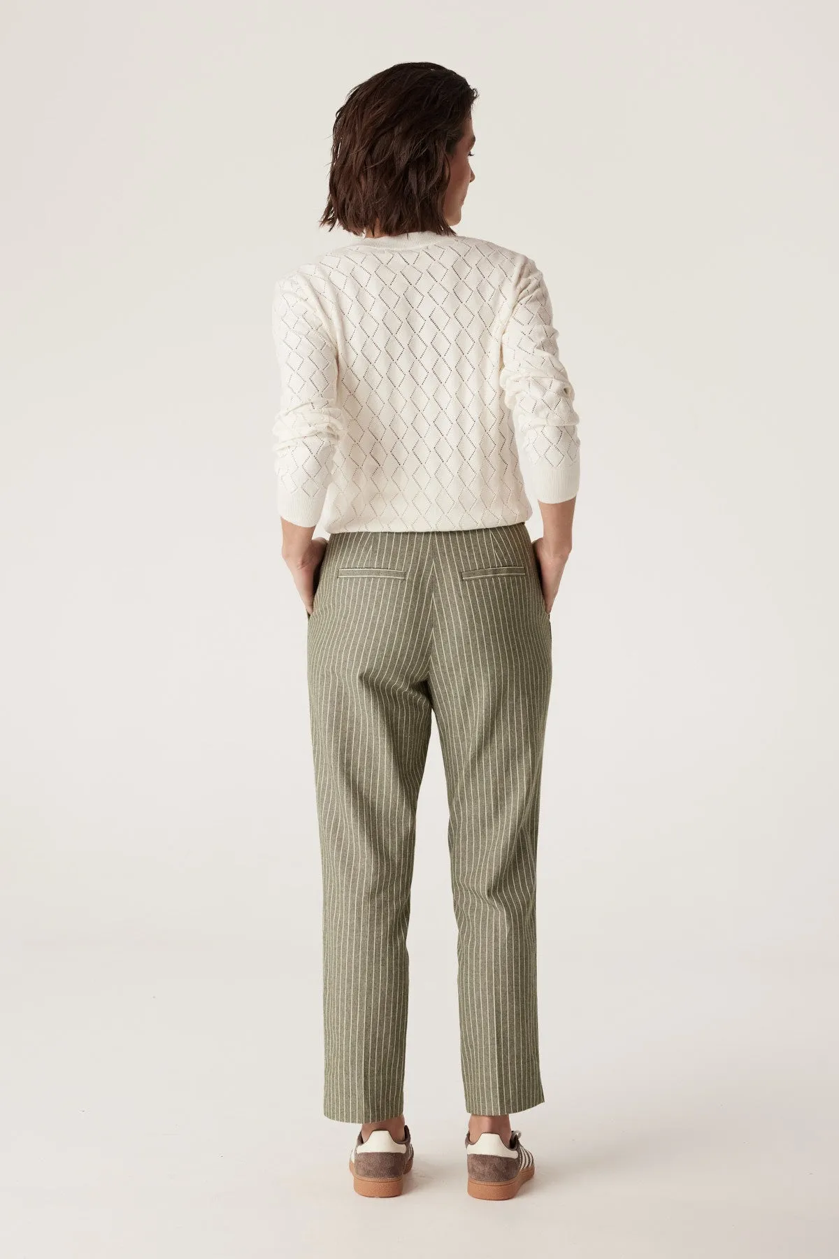 Mosman Pinstripe Pant - Sage Green Pinstripe