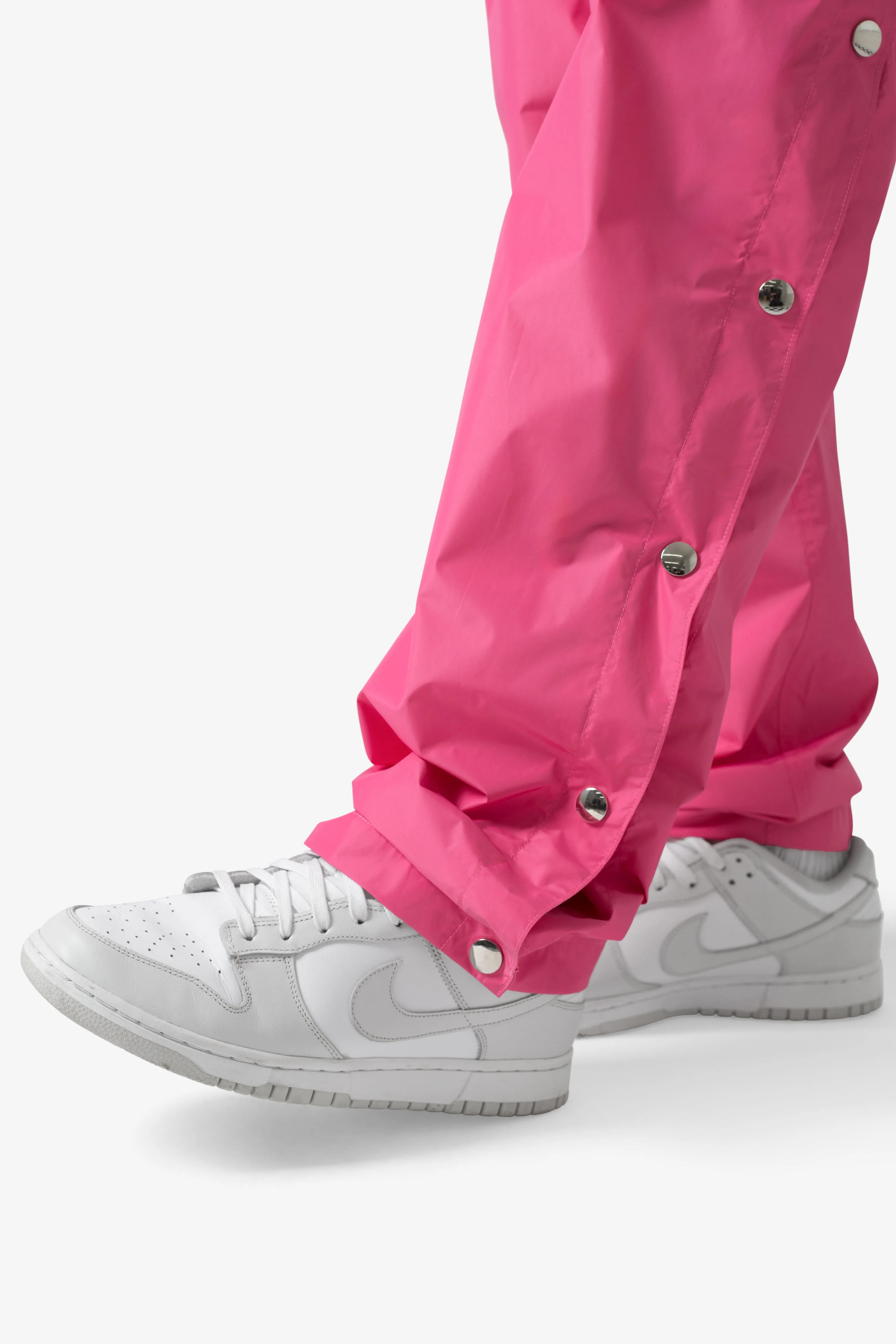 Nylon Snap Track Pants - Pink