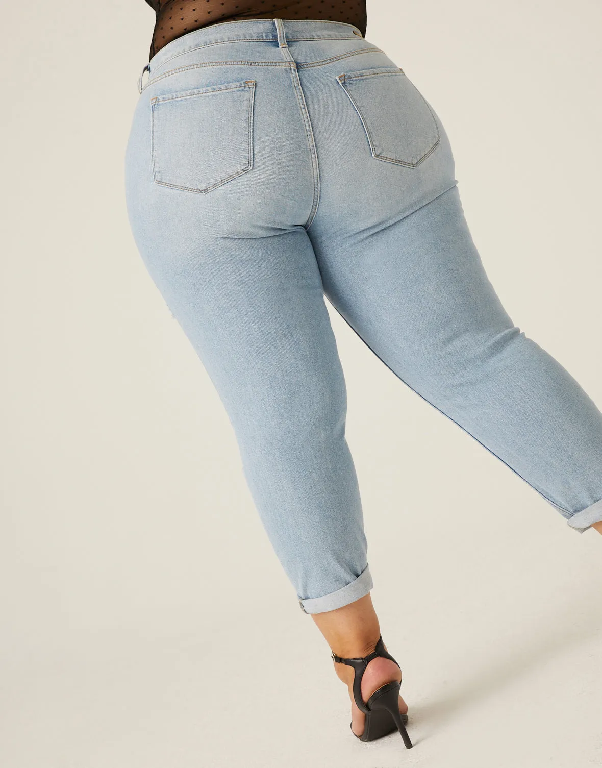 Plus Size Distressed Mom Jeans