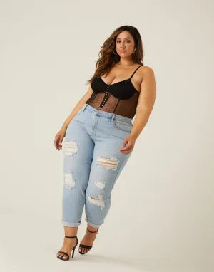 Plus Size Distressed Mom Jeans