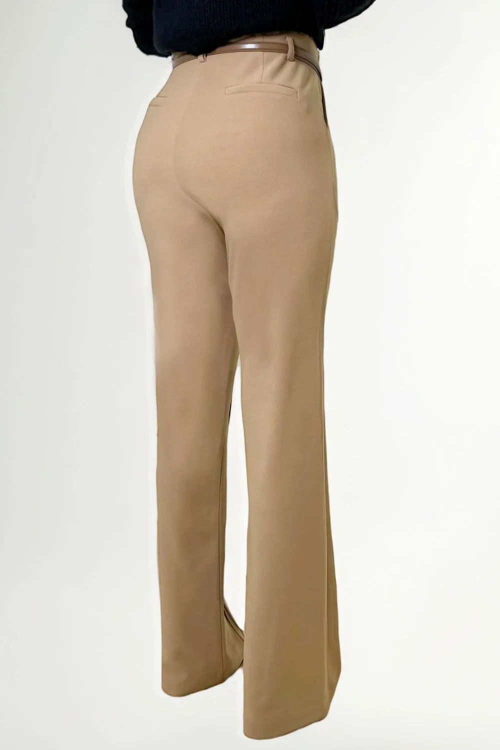 PN0011 BEIGE FRONT POCKETS STRETCH PANTS