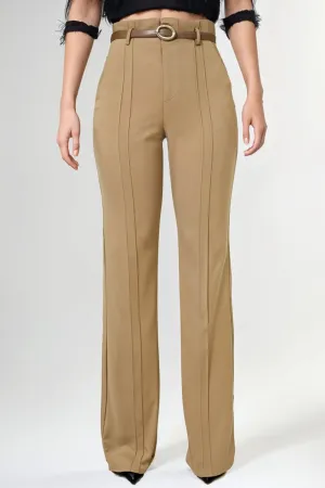 PN0011 BEIGE FRONT POCKETS STRETCH PANTS