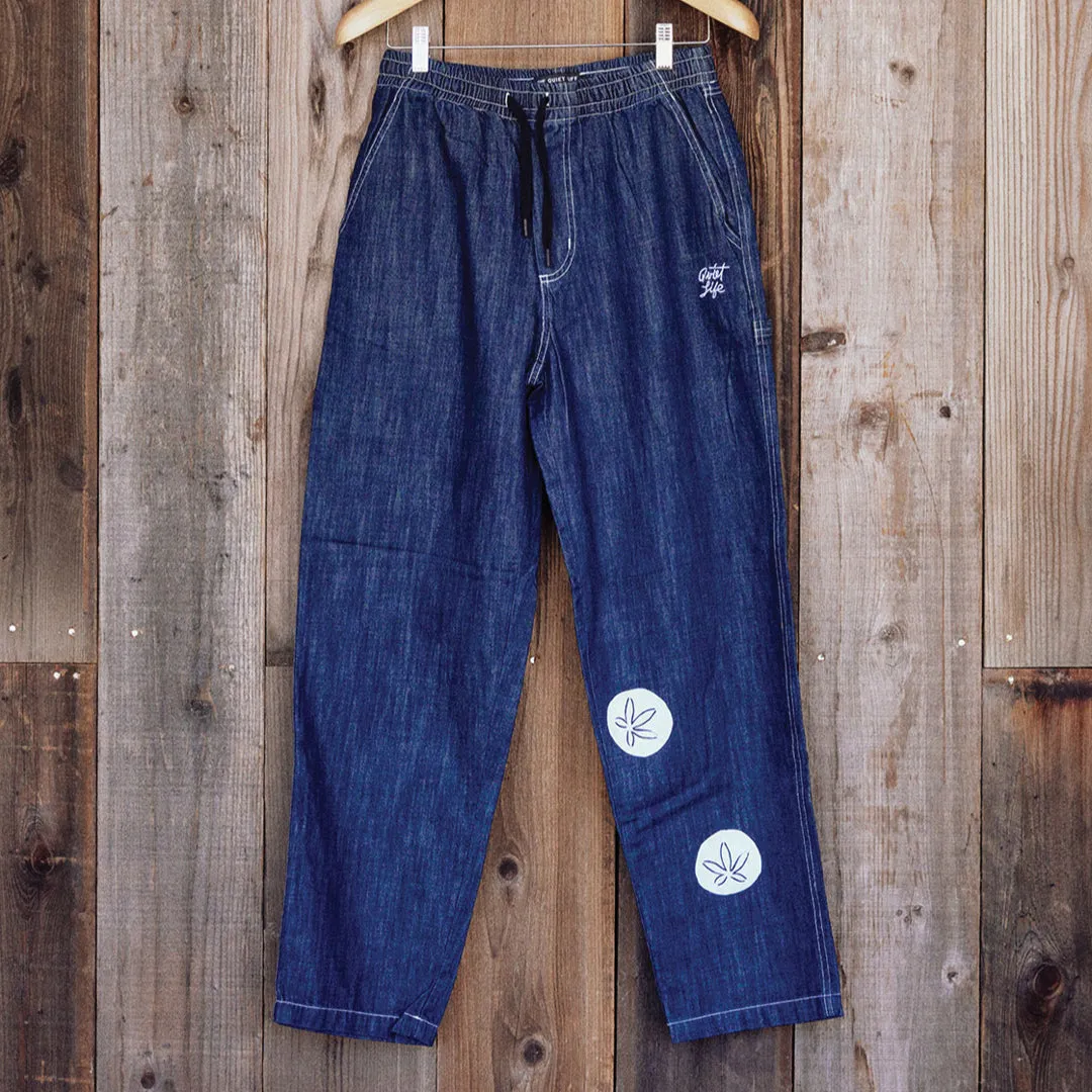 QL x Lonely Palm Denim Carpenter Pant - Dk. Blue Sand Dollars - Small