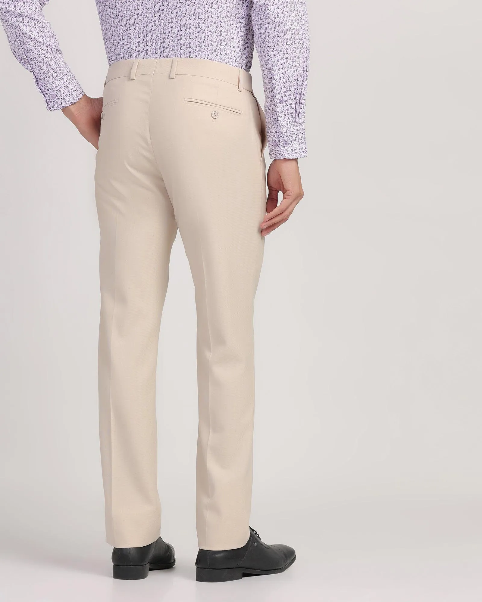 Slim Comfort B-95 Formal Beige Textured Trouser - Passion