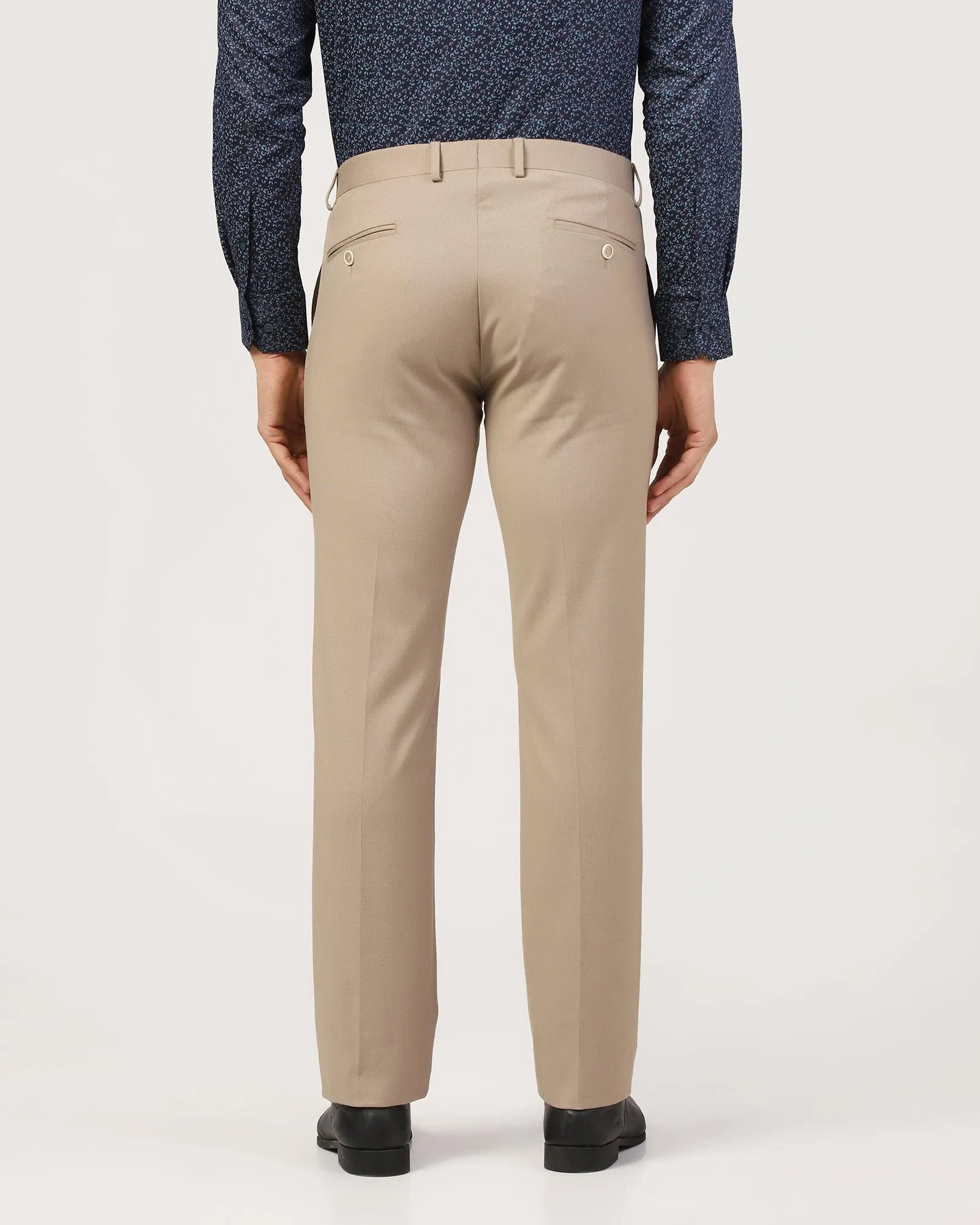 Slim Comfort B-95 Formal Beige Textured Trouser - Scout