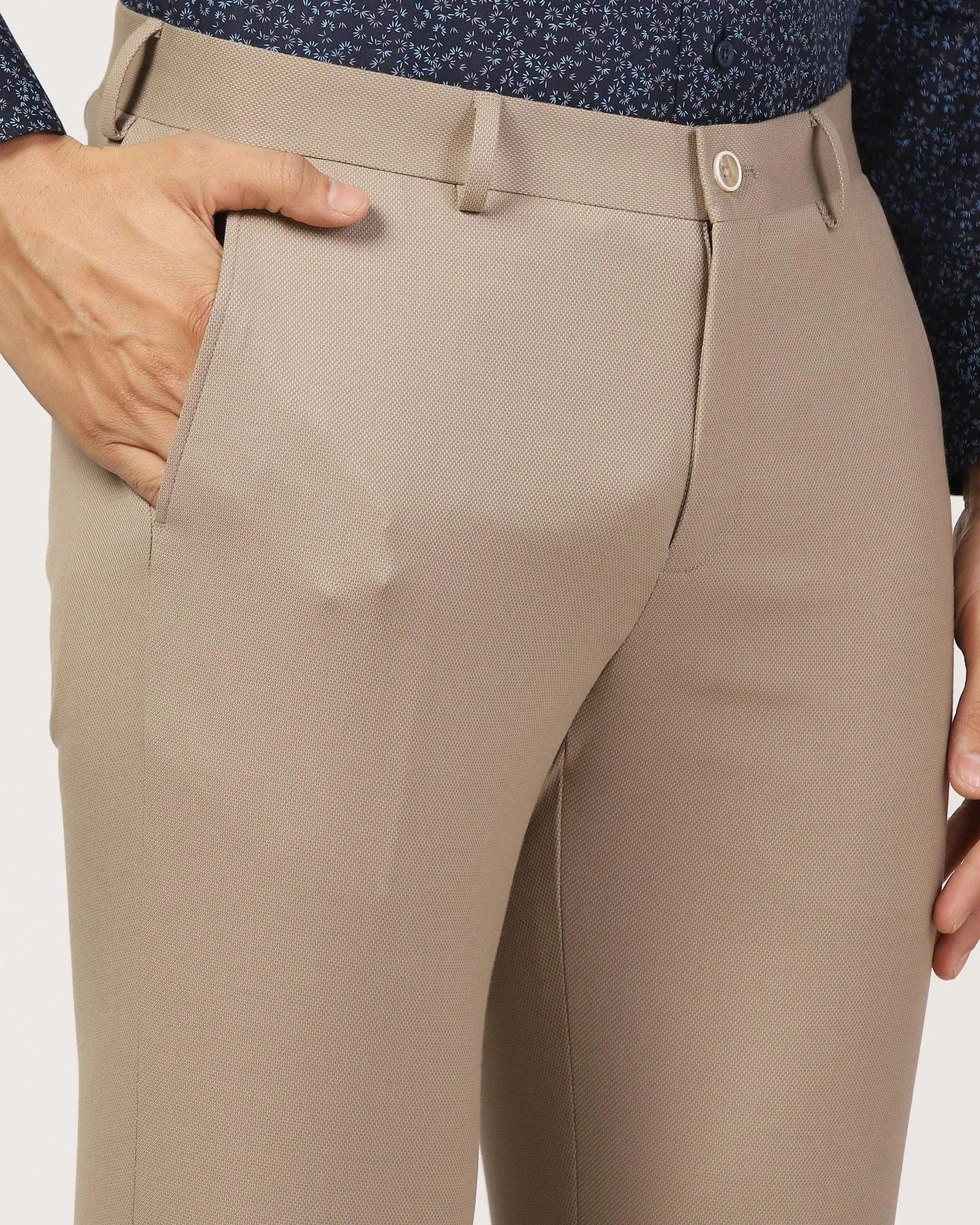 Slim Comfort B-95 Formal Beige Textured Trouser - Scout