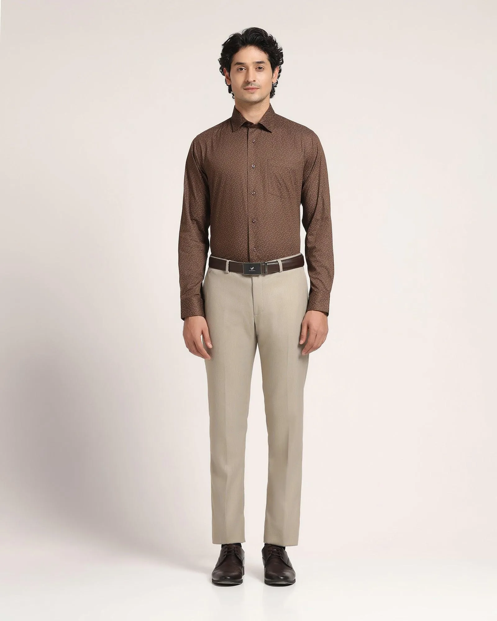 Slim Comfort B-95 Formal Beige Textured Trouser - Vegas