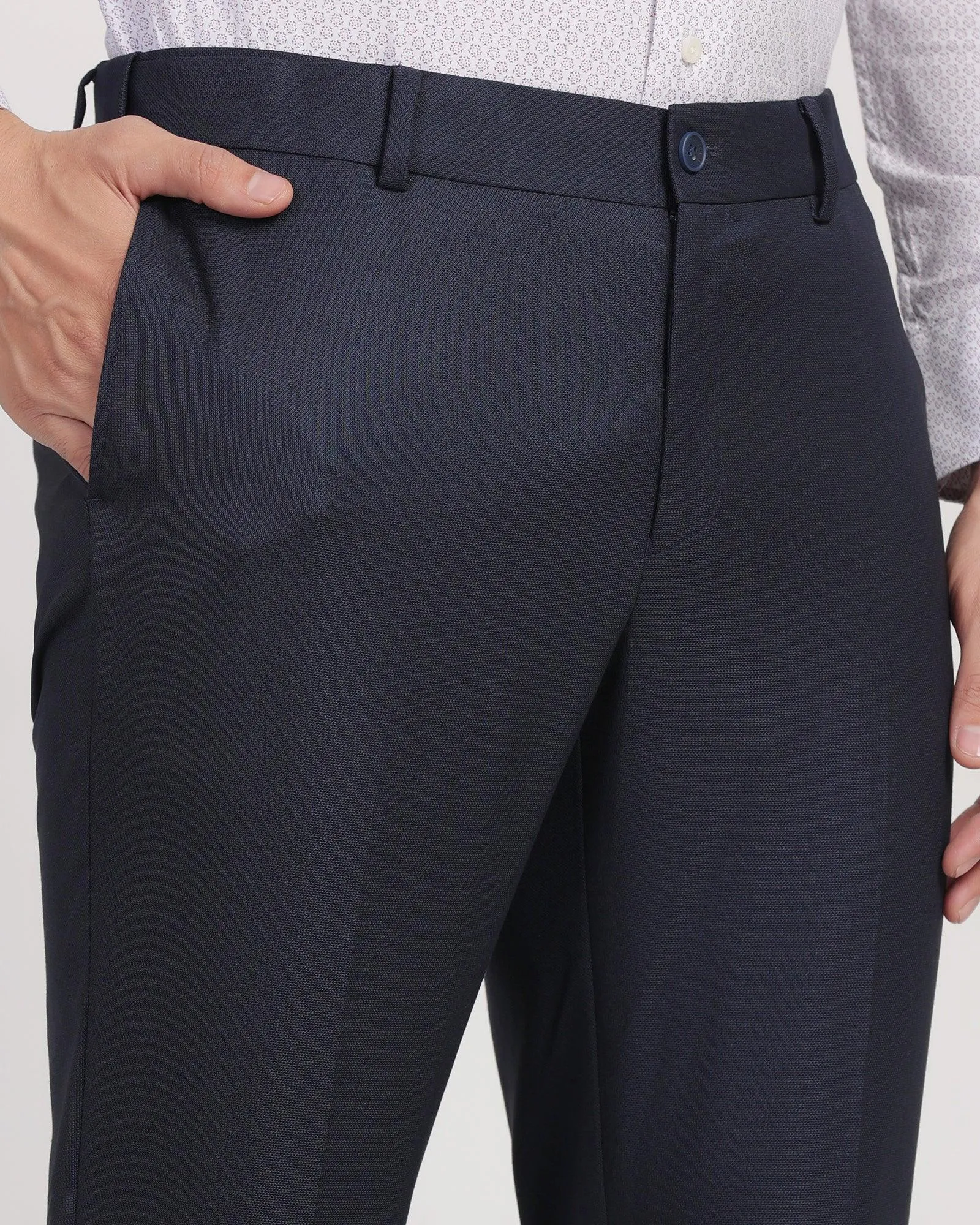 Slim Comfort B-95 Formal Blue Textured Trouser - Passion