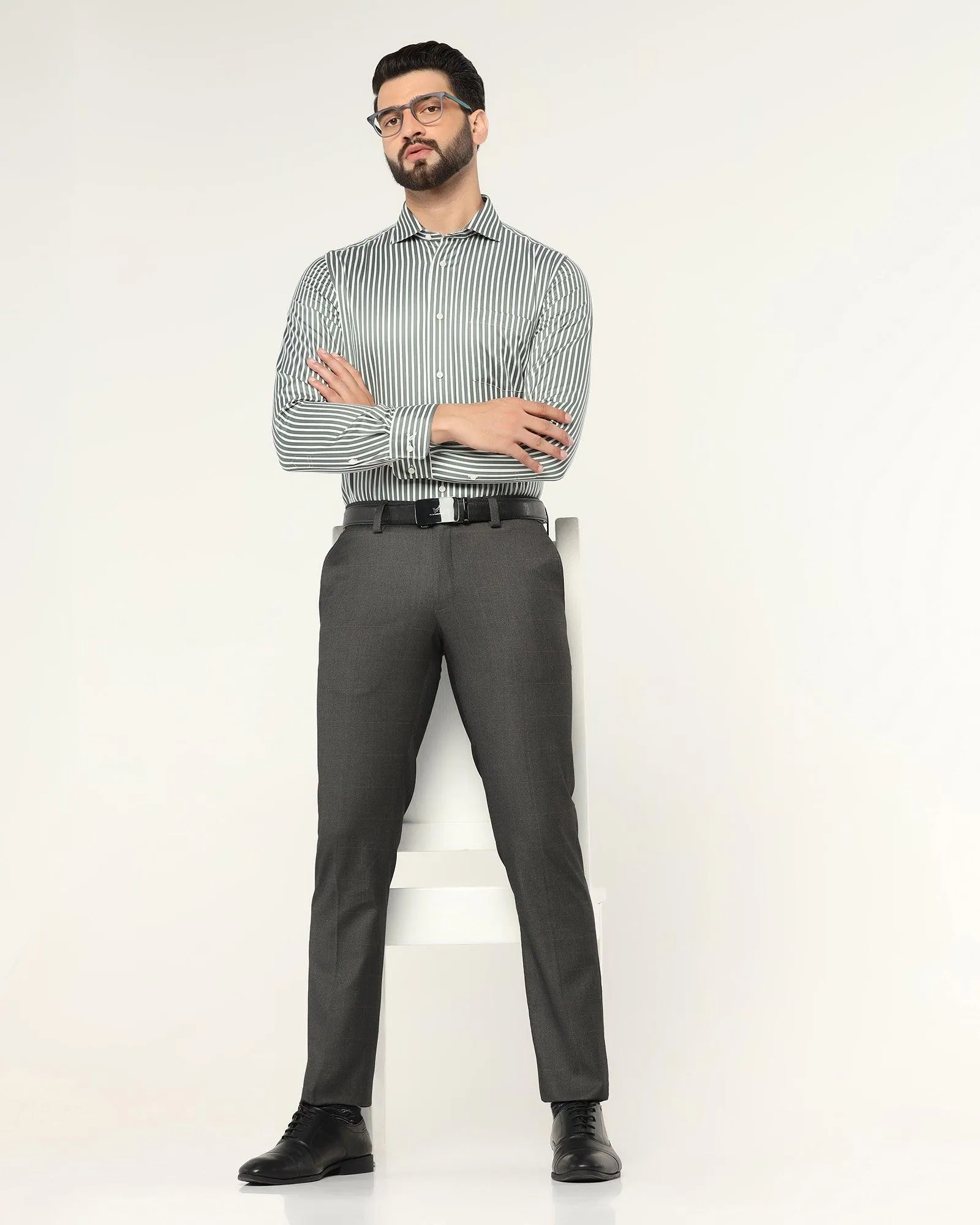 Slim Comfort B-95 Formal Charcoal Check Trouser - Magma