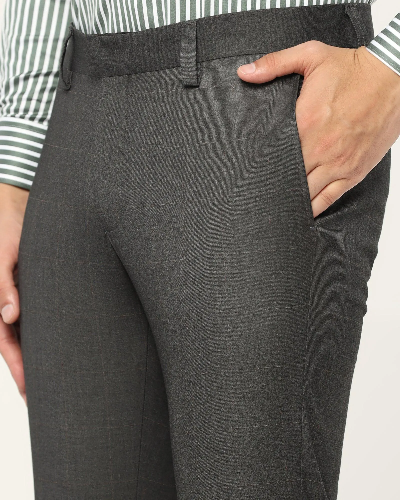 Slim Comfort B-95 Formal Charcoal Check Trouser - Magma