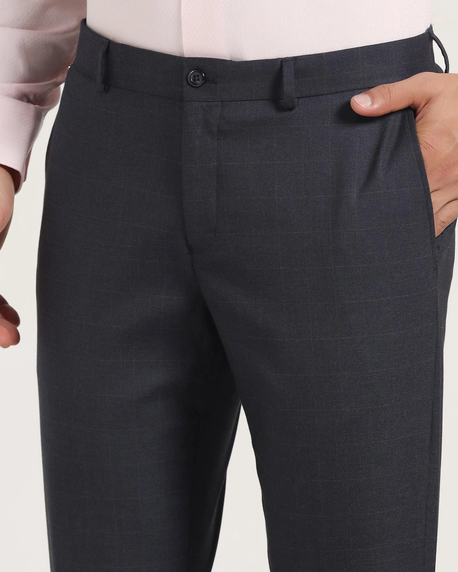 Slim Comfort B-95 Formal Navy Check Trouser - Manny