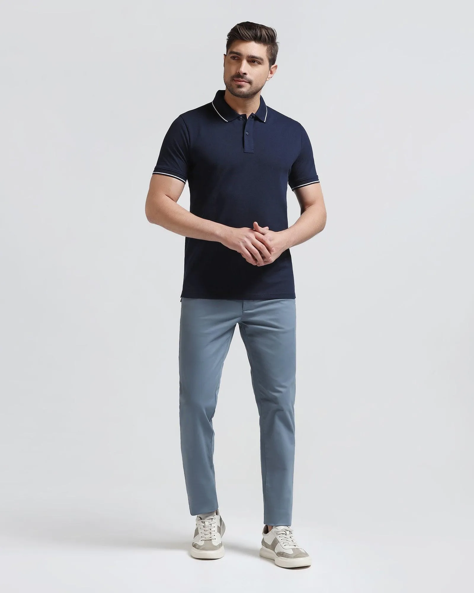 Slim Fit B-91 Casual Blue Solid Khakis - Lab