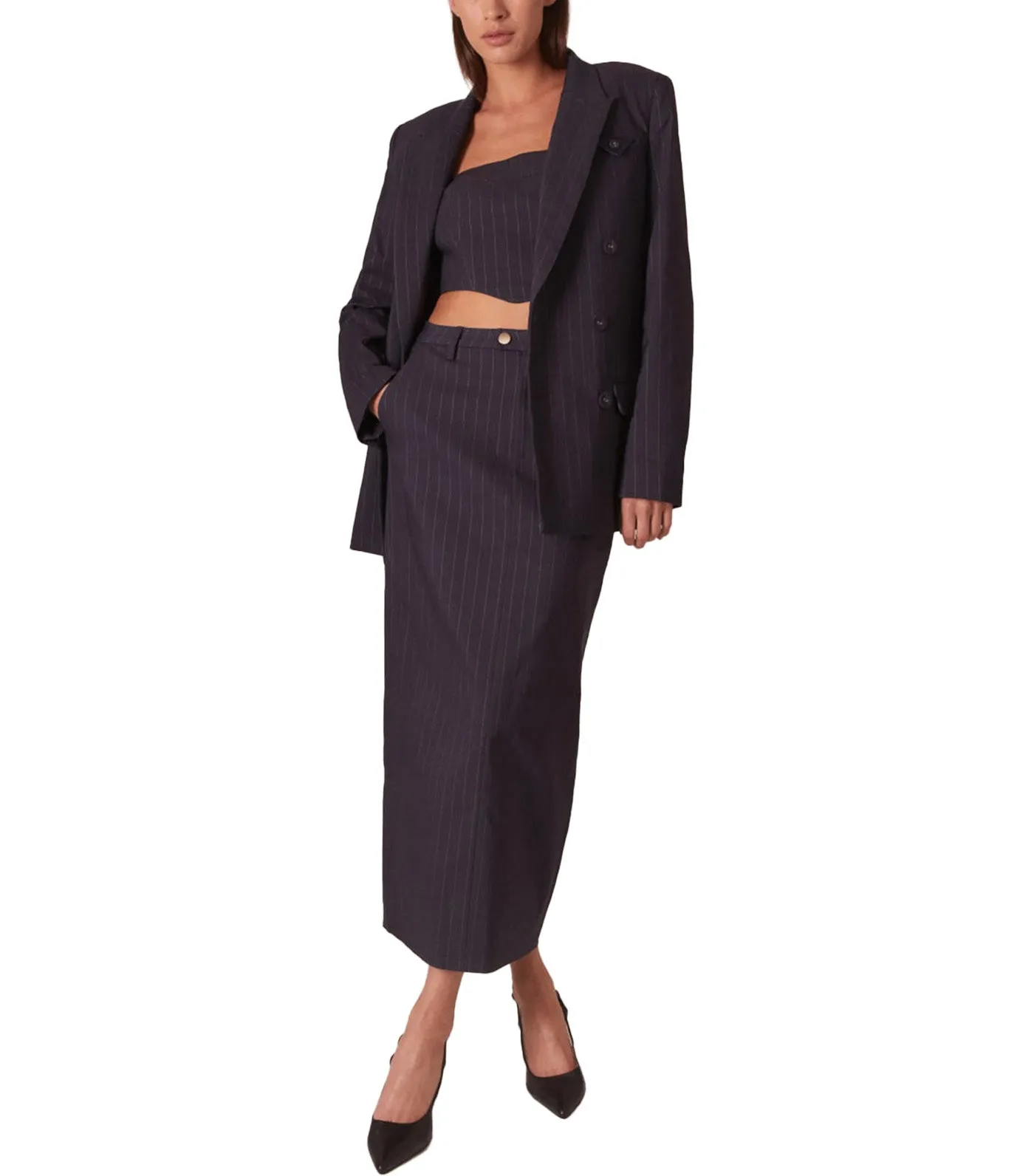 Sloane Pinstripe Blazer Navy