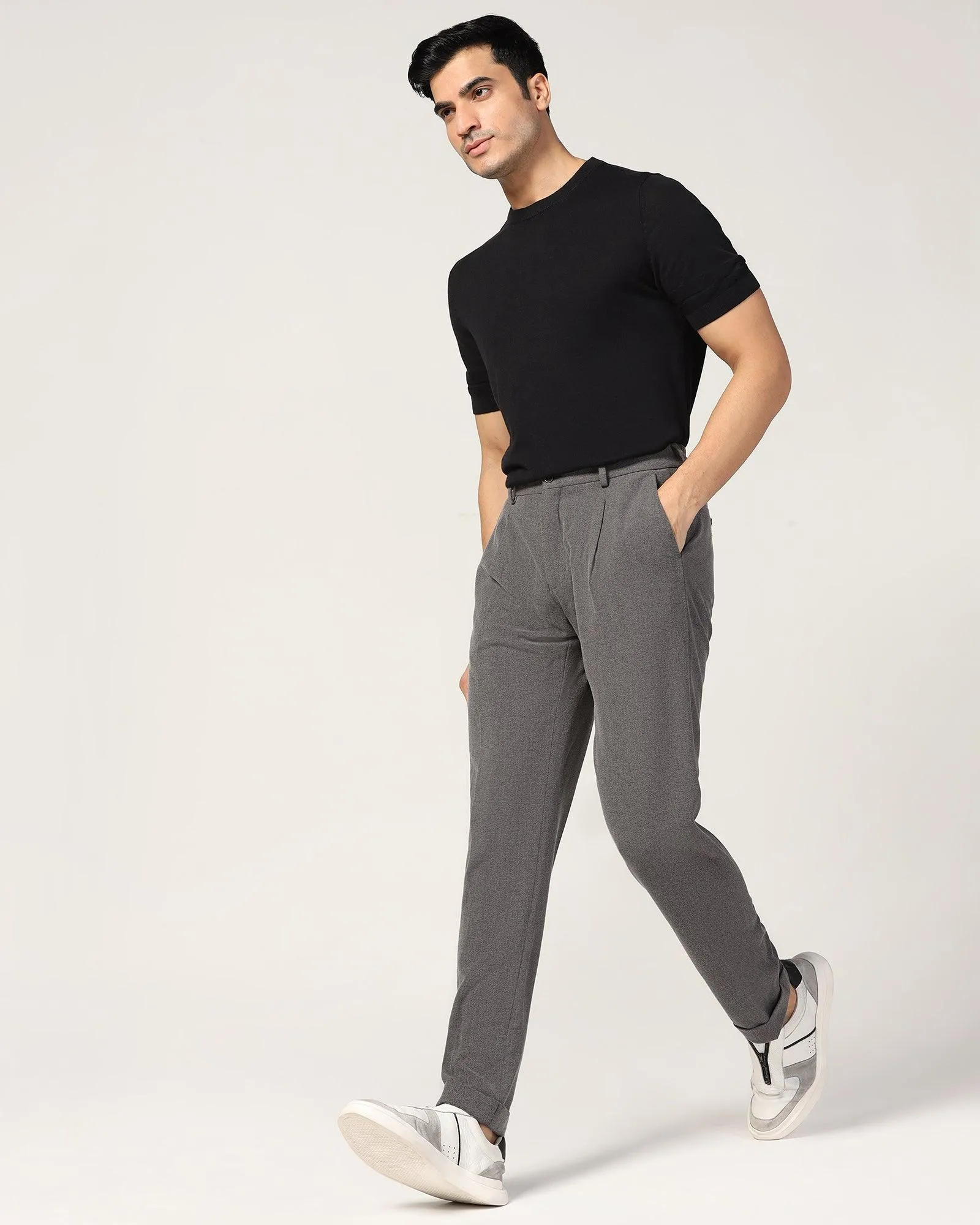 Sneaker Fit Charcoal Textured Pant - Carens