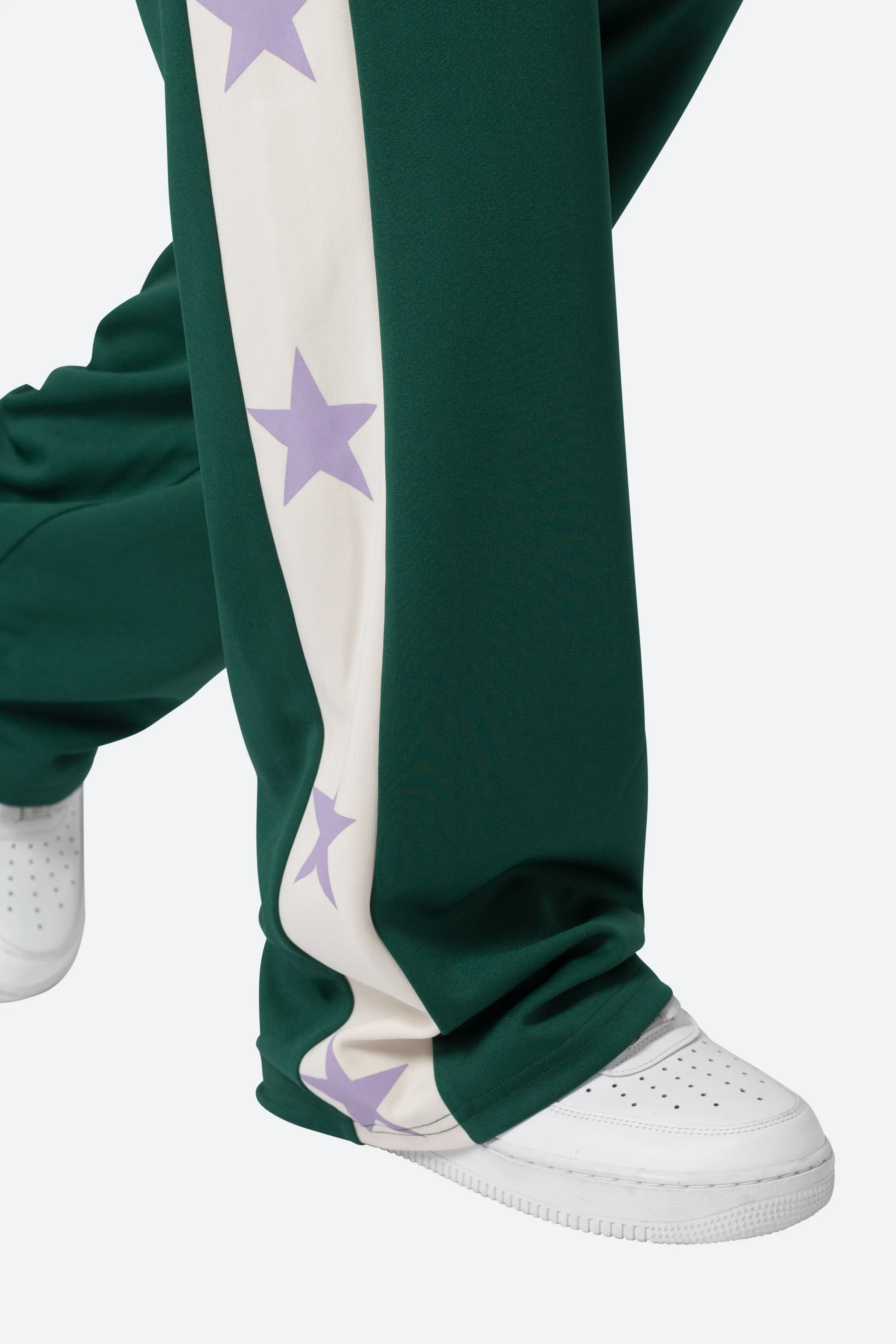 Star Stacked Track Pants - Green