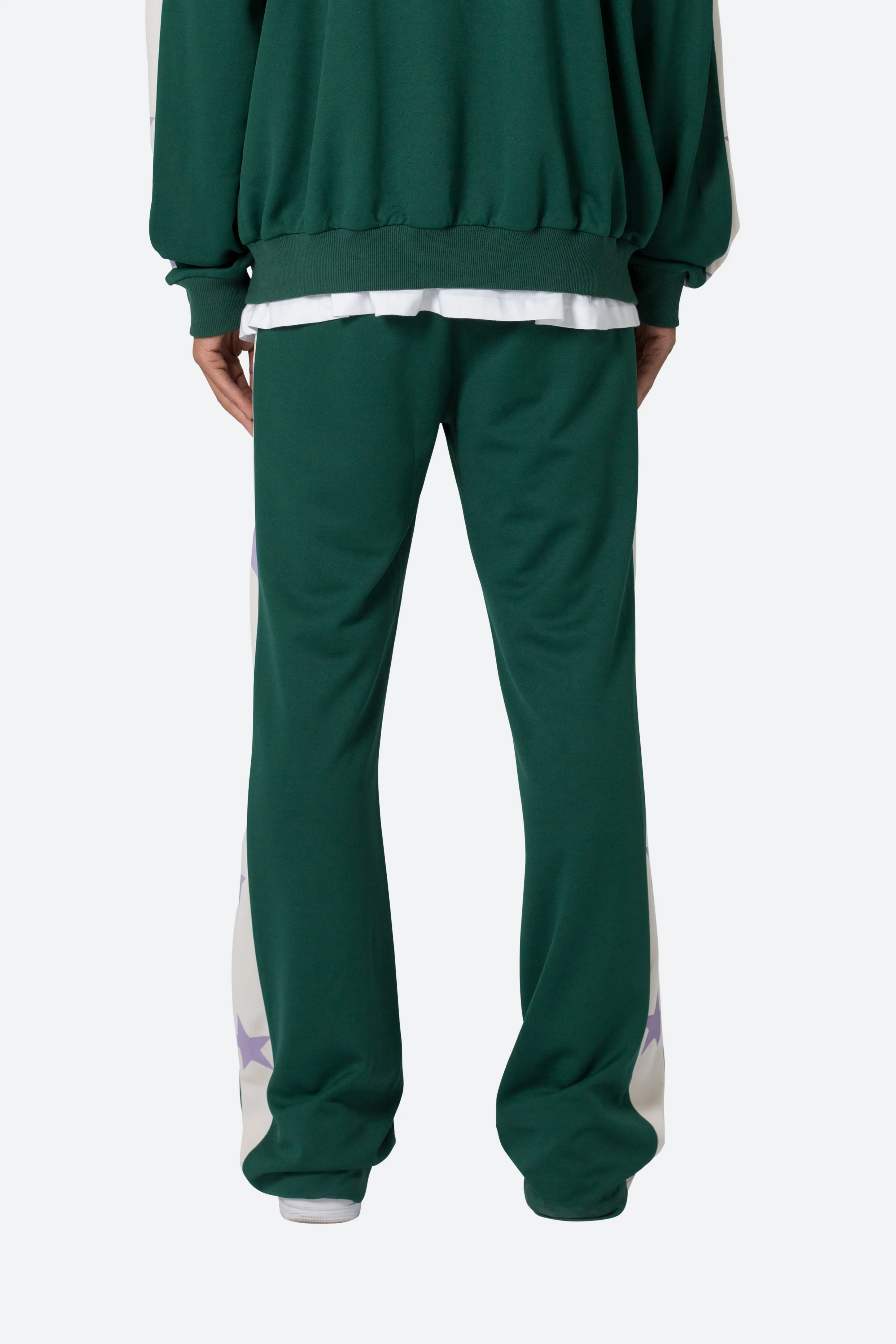 Star Stacked Track Pants - Green