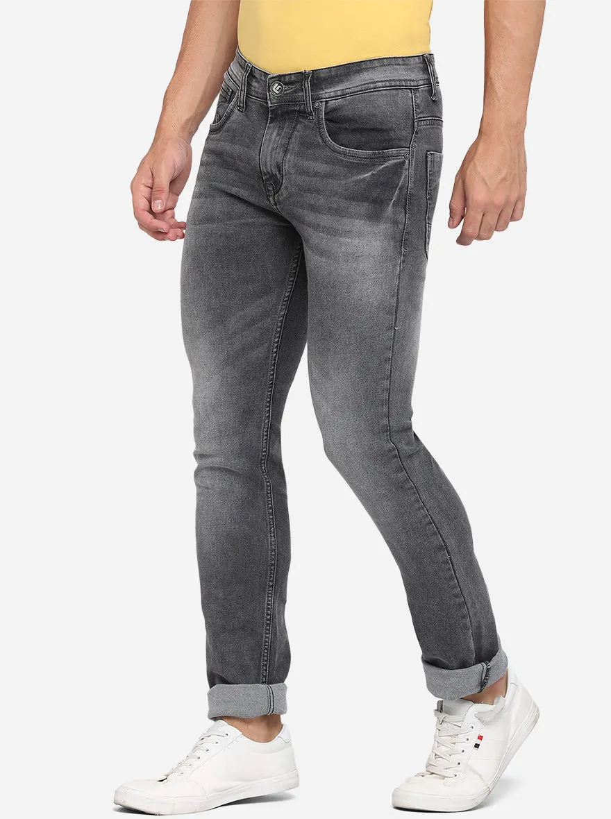 Steel Grey Washed Straight Fit Jeans | Greenfibre