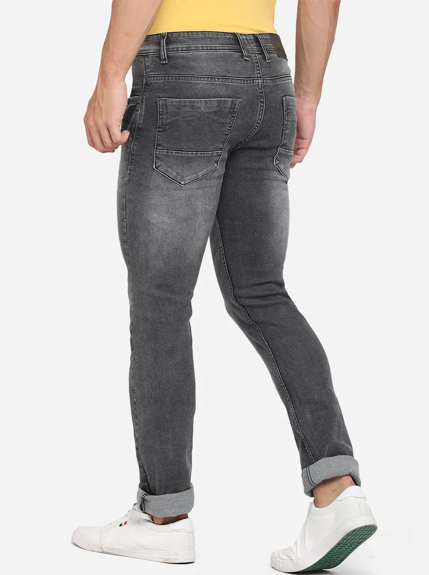 Steel Grey Washed Straight Fit Jeans | Greenfibre