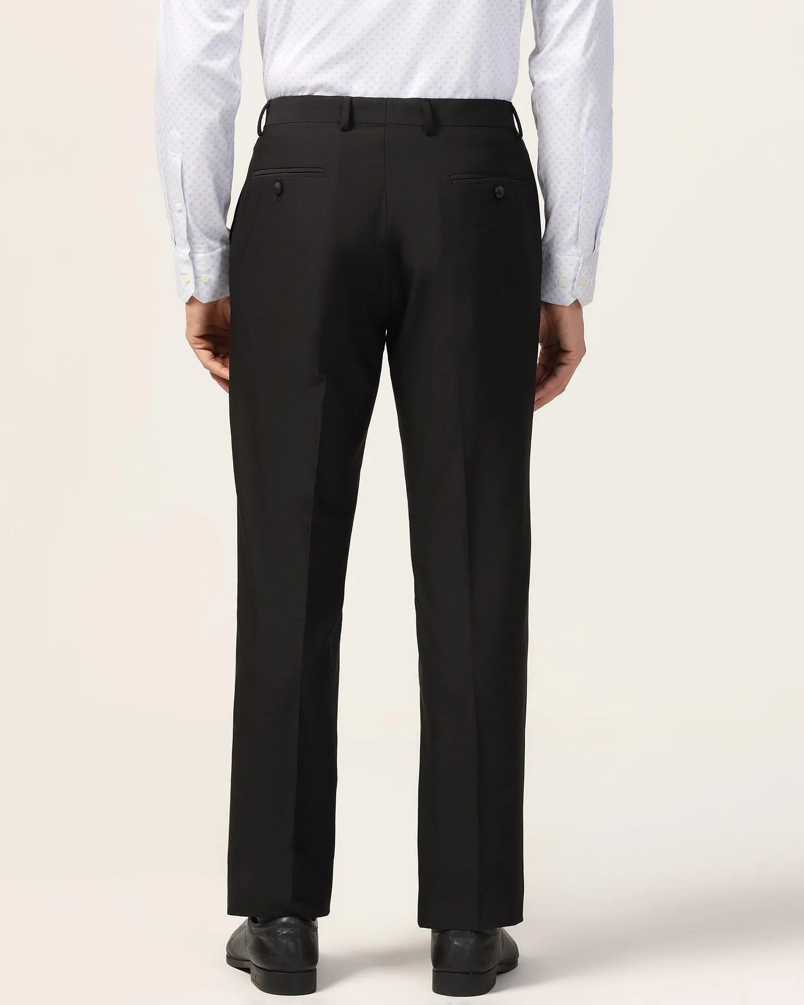 Straight B-90 Formal Black Solid Trouser - Black