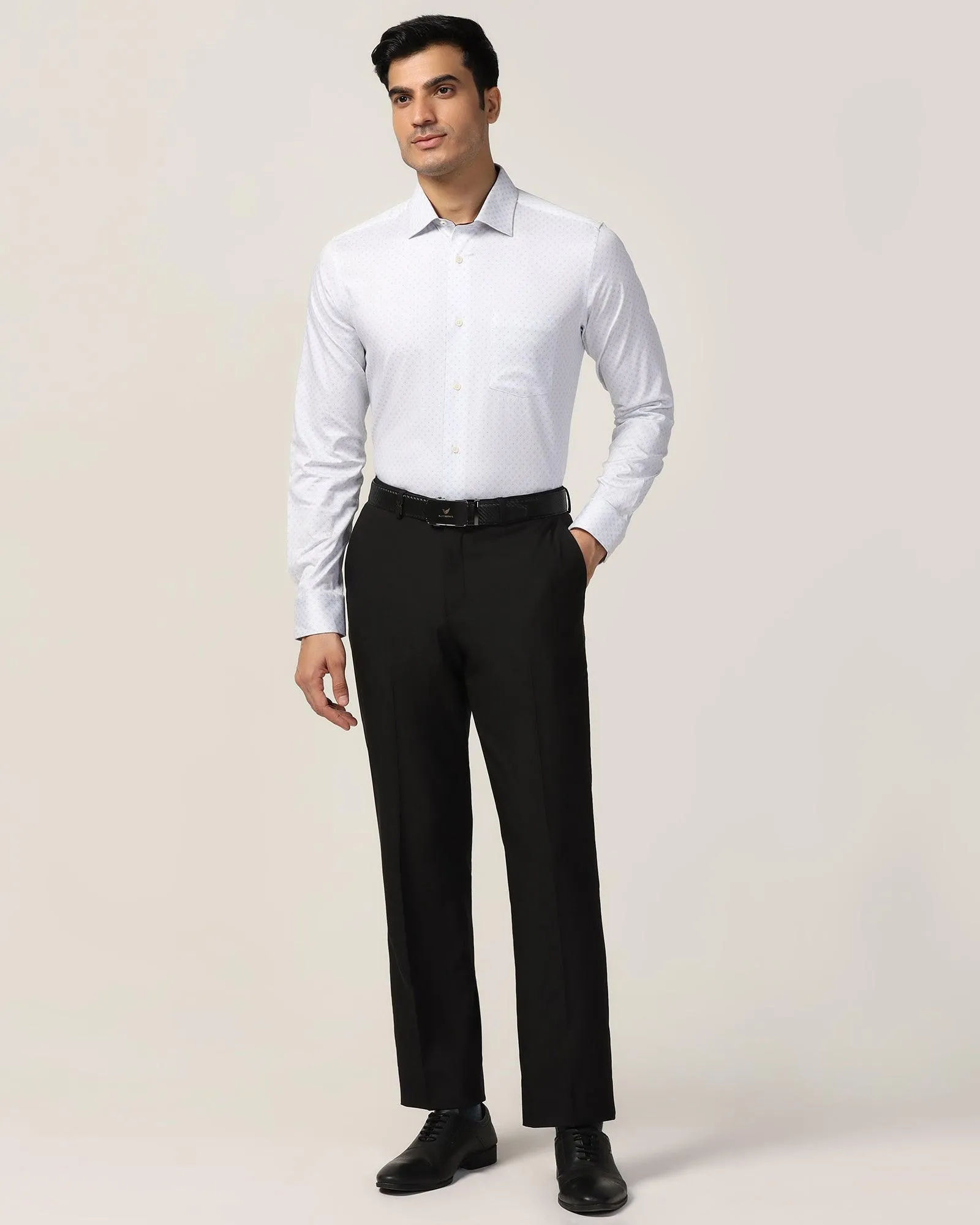 Straight B-90 Formal Black Solid Trouser - Black