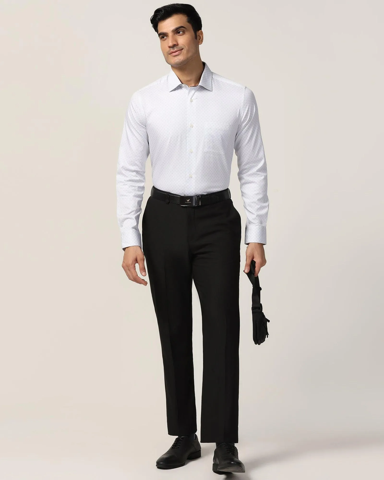 Straight B-90 Formal Black Solid Trouser - Black